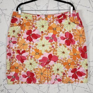 Talbots Colorful Floral Printed Tencel Cotton Mini Skirt
